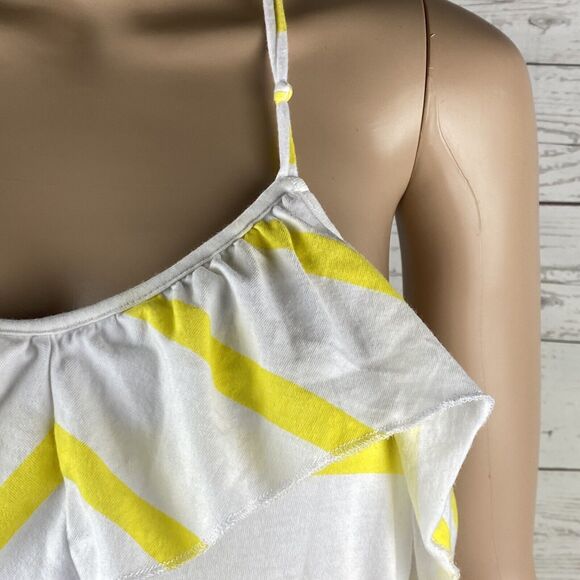 Aéropostale Sundress Juniors Medium Yellow White Blue Striped Ruffled Racerback - Picture 4 of 12